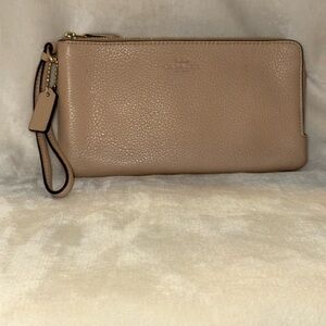Coach Beige Leather Wristlet